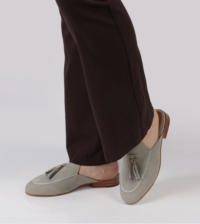 Suede Sage Green Mules