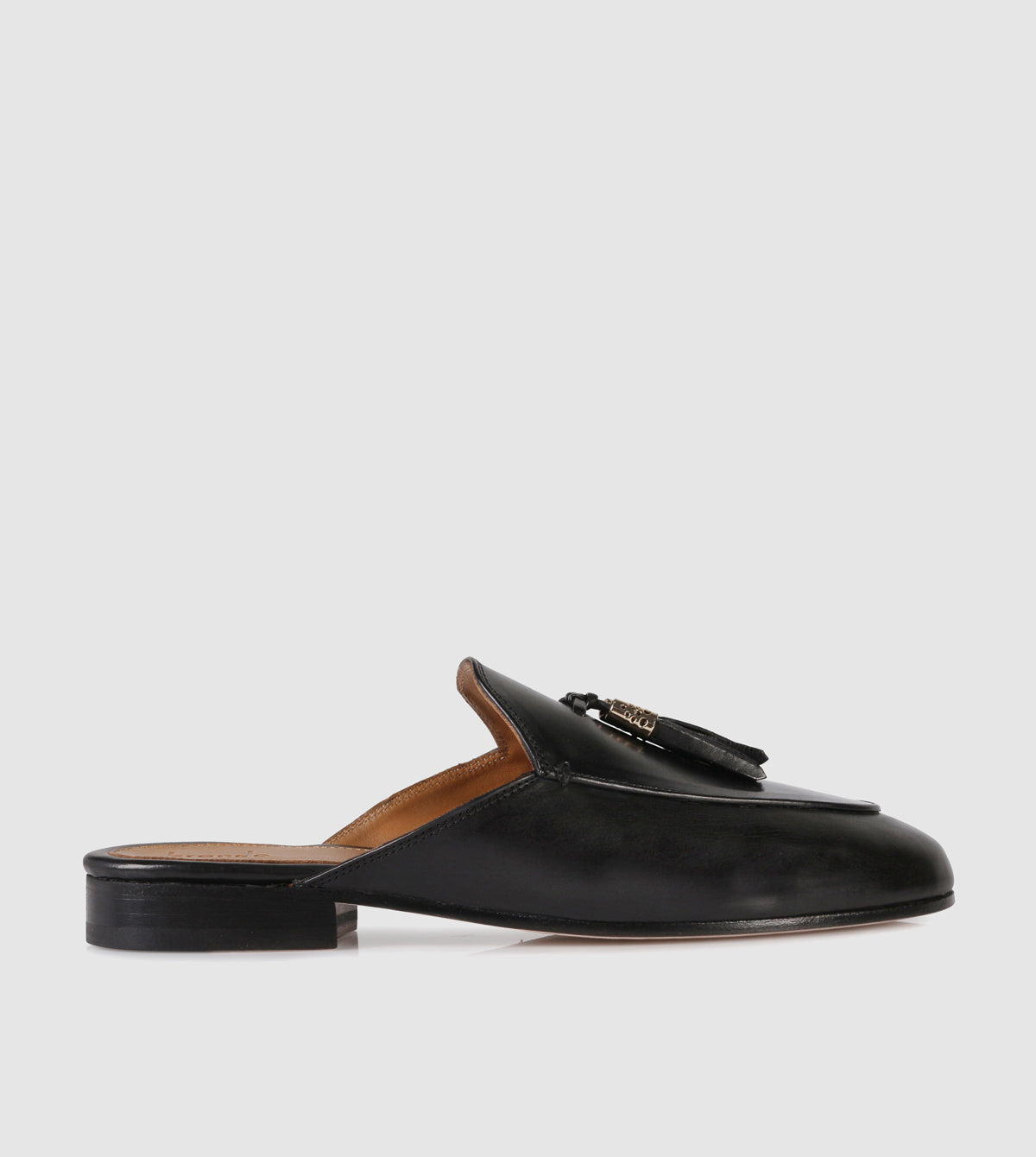 Black Leather Mules
